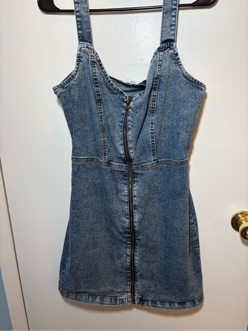 Celebrity Pink Washed Denim Zip-Front Mini Dress